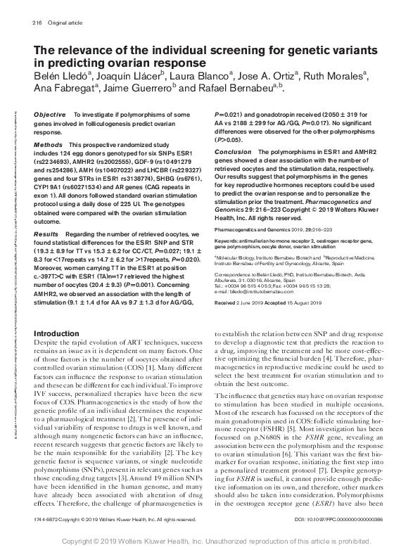 (PDF) The relevance of the individual screening for genetic variants in ...