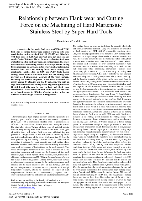 (PDF) Relationship between flank wear and cutting force on the ...