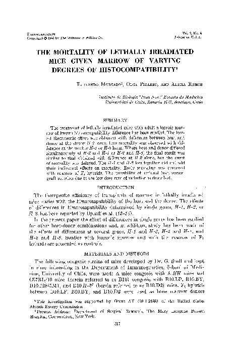 (PDF) The Mortality of Lethally Irradiated Mice Given Marrow of Varying ...