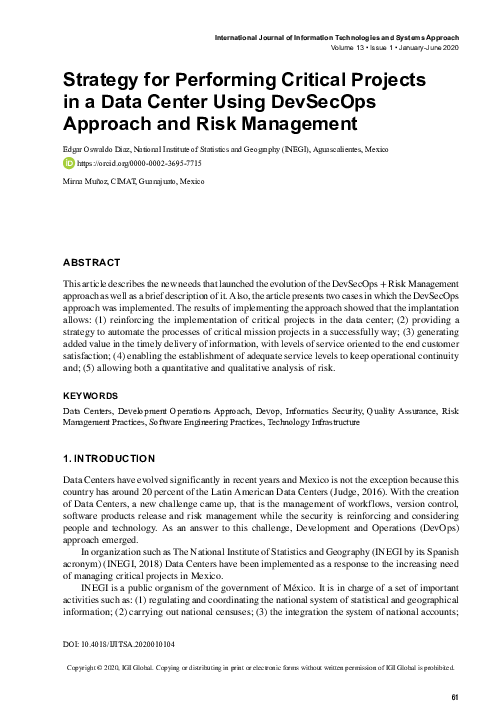 (PDF) Strategy for Performing Critical Projects in a Data Center Using ...