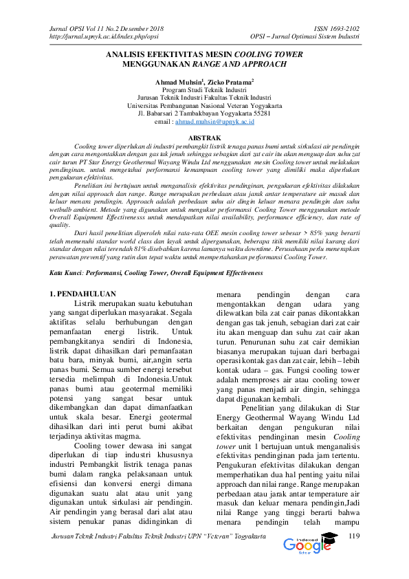 (PDF) Analisis Efektivitas Mesin Cooling Tower Menggunakan Range and ...