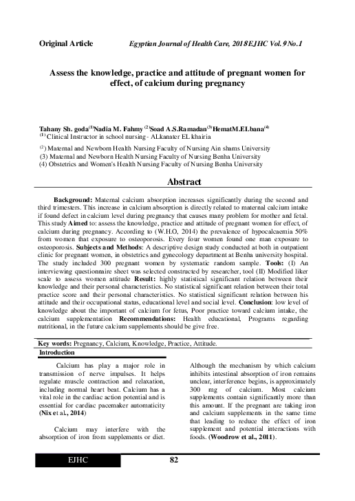 (PDF) Assessment of Knowledge, Practice and Attitude of Pregnant Women ...