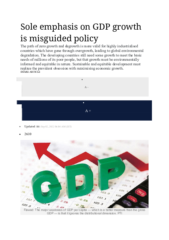 (DOC) Sole emphasis on GDP growth is misguided policy