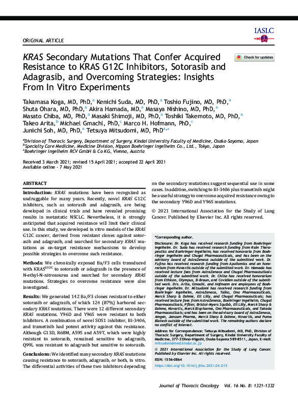 (PDF) KRAS Secondary Mutations That Confer Acquired Resistance to KRAS ...