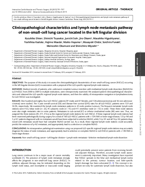(PDF) Clinicopathological characteristics and lymph node metastasis ...