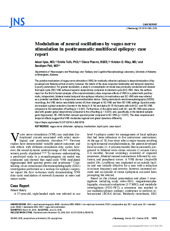 (PDF) Modulation of neural oscillations by vagus nerve stimulation in ...