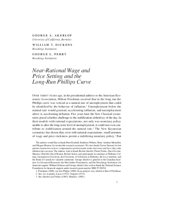 (PDF) Near-Rational Wage and Price Setting and the Long-Run Phillips Curve