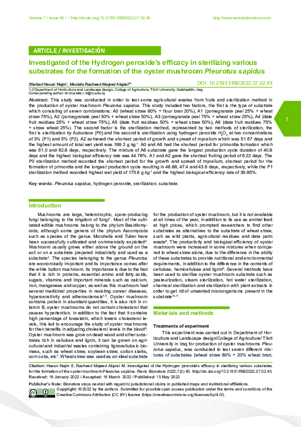 (PDF) Investigated of the Hydrogen peroxide's efficacy in sterilizing ...