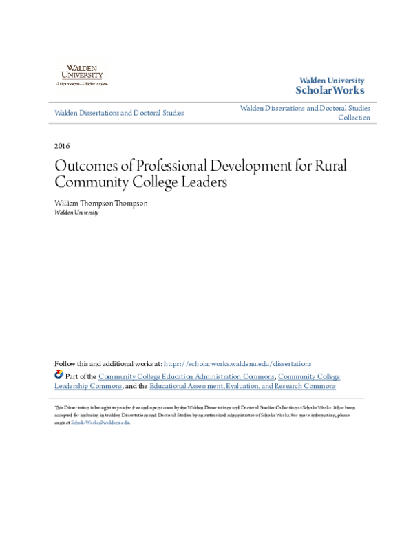 (PDF) Outcomes of Professional Development for Rural Community College ...
