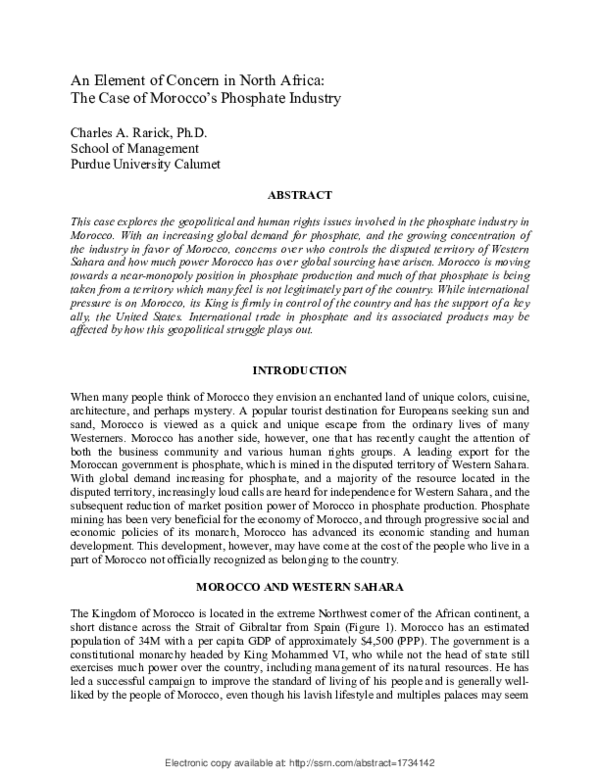 (PDF) An Element of Concern in North Africa: The Case of Morocco's ...