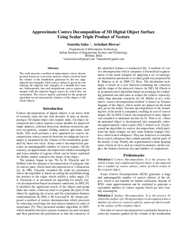 (PDF) Approximate Convex Decomposition of 3D Digital Object Surface ...