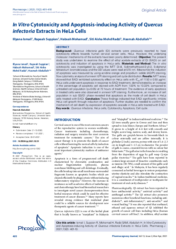 (PDF) In vitro Cytotoxicity and Apoptosis-inducing Activity of Quercus ...