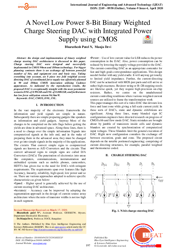 (PDF) A Novel Low Power 8-Bit Binary Weighted Charge Steering DAC with ...