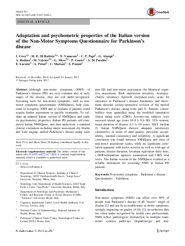 (PDF) Adaptation and psychometric properties of the Italian version of ...