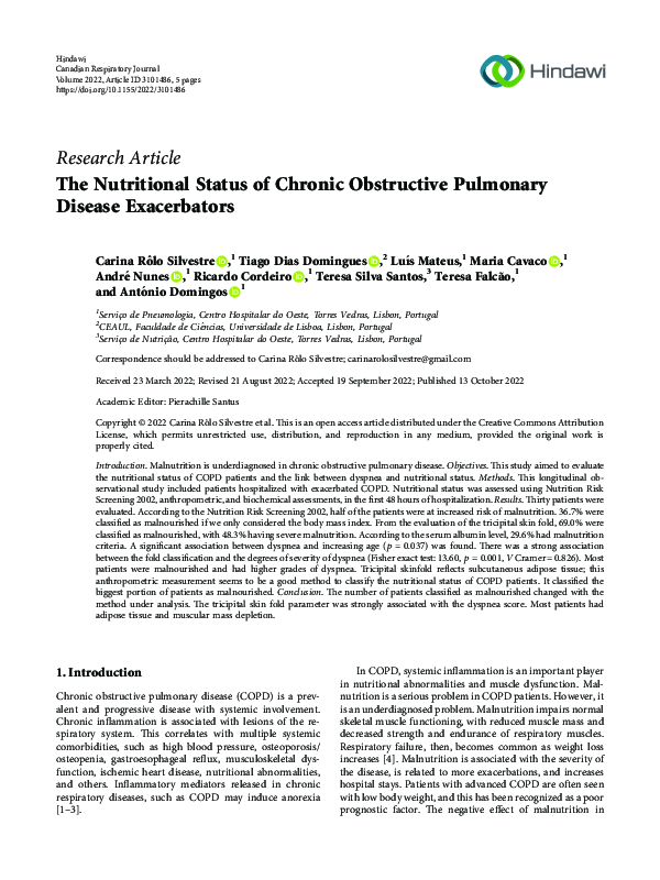 (PDF) The Nutritional Status of Chronic Obstructive Pulmonary Disease ...