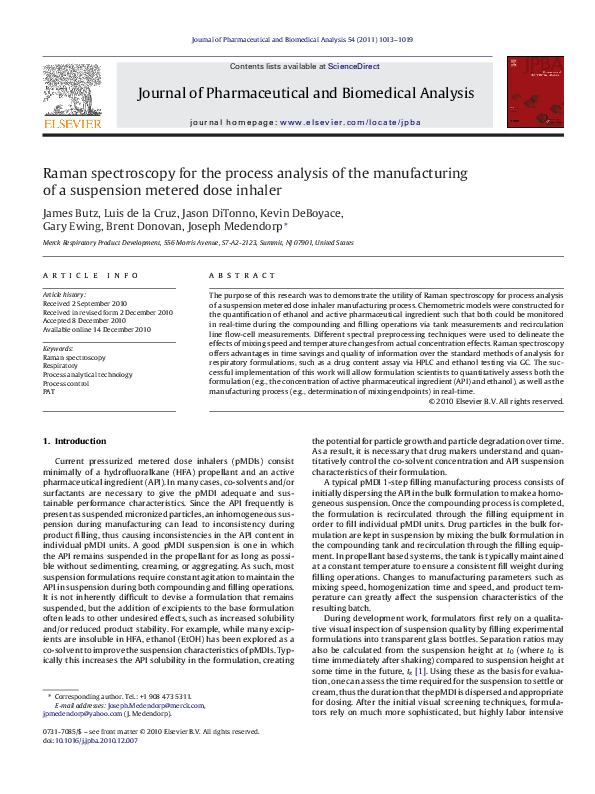 (PDF) Raman spectroscopy for the process analysis of the manufacturing