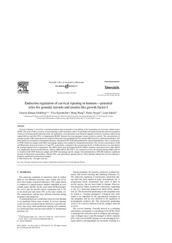 (PDF) Endocrine regulation of cervical ripening in humans—potential ...