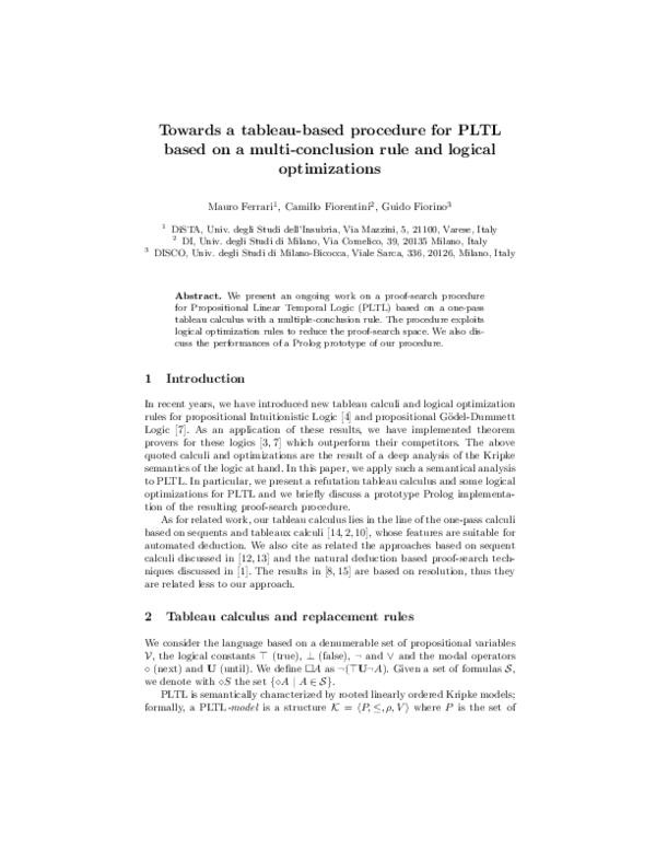 (PDF) Towards a tableau-based procedure for PLTL based on a multi ...
