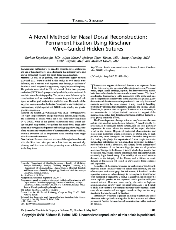 (PDF) A Novel Method for Nasal Dorsal Reconstruction
