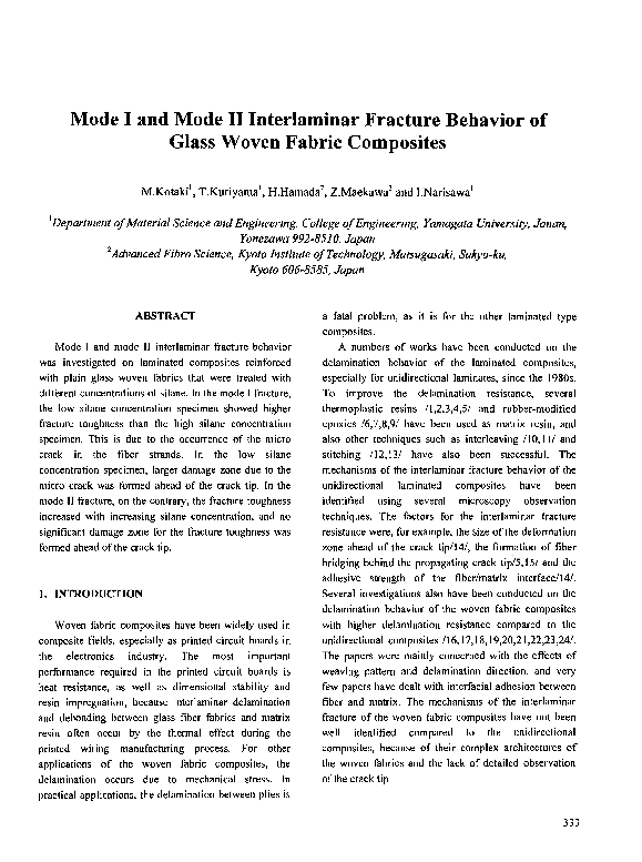 (PDF) Mode I and Mode II Interlaminar Fracture Behavior of Glass Woven ...