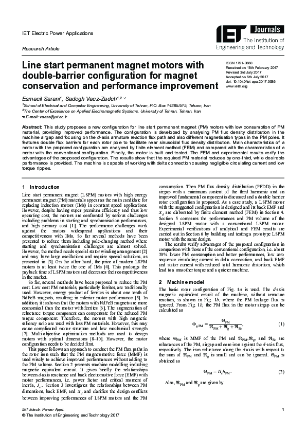 (PDF) Line start permanent motors with doublebarrier