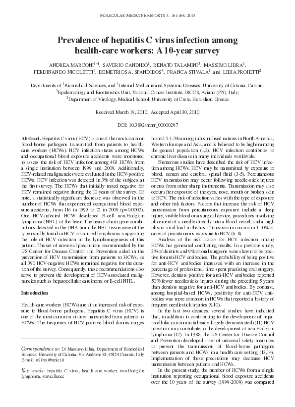 (PDF) Prevalence of hepatitis C virus infection among health-care ...