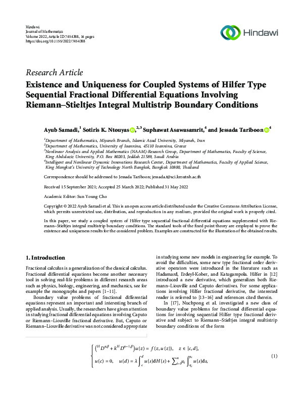 (PDF) Existence and Uniqueness for Coupled Systems of Hilfer Type ...