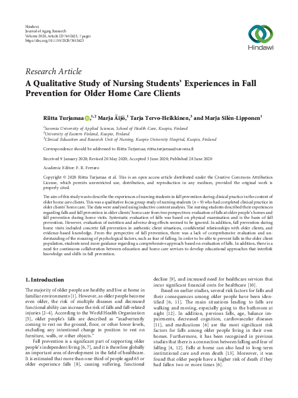 (PDF) A Qualitative Study of Nursing Students’ Experiences in Fall ...