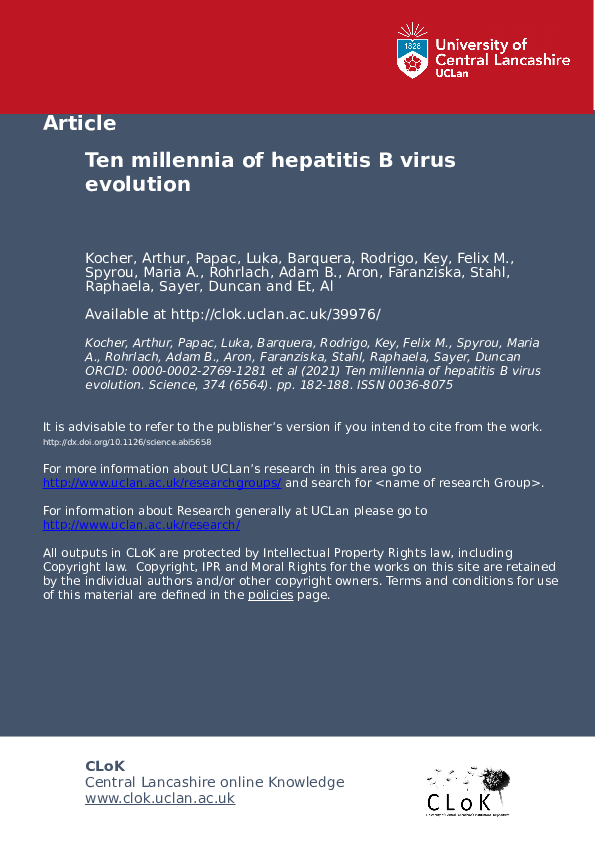 (PDF) Ten millennia of hepatitis B virus evolution
