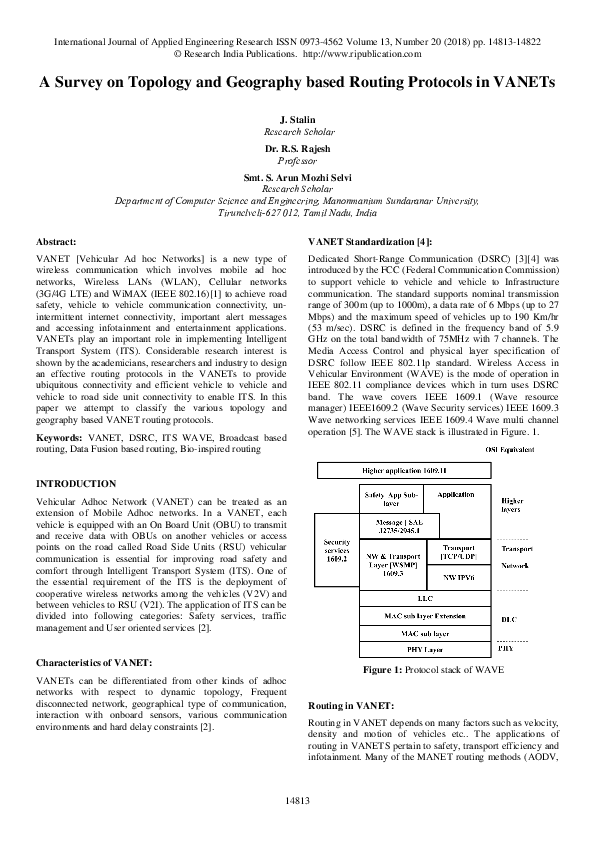(PDF) A Survey on Topology and Geography based Routing Protocols in VANETs