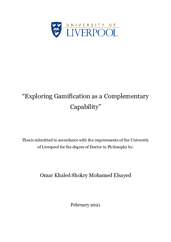 (PDF) Exploring Gamification as a Complementary Capability