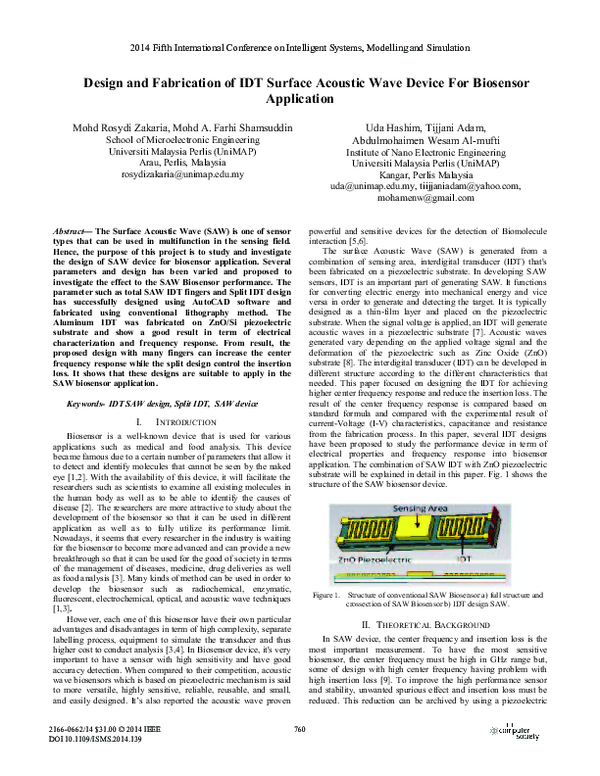 (PDF) Design and Fabrication of IDT Surface Acoustic Wave Device for ...