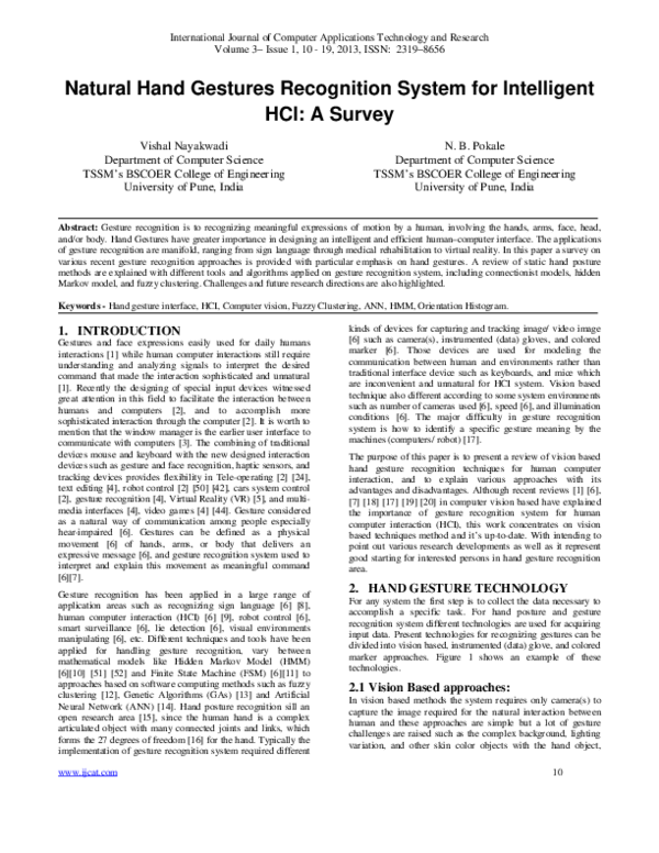 (PDF) Natural Hand Gestures Recognition System for Intelligent HCI: A ...