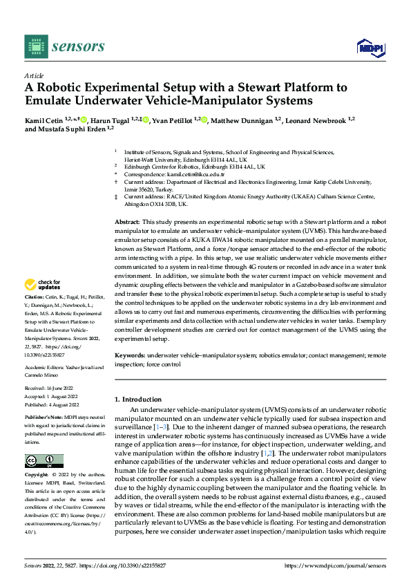 (PDF) A Robotic Experimental Setup with a Stewart Platform to Emulate ...