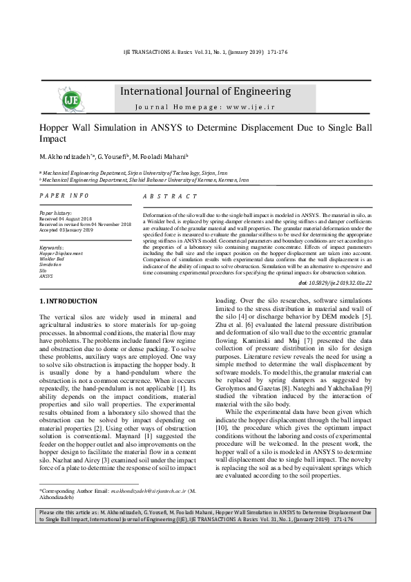 (PDF) Hopper Wall Simulation in ANSYS to Determine Displacement Due to ...