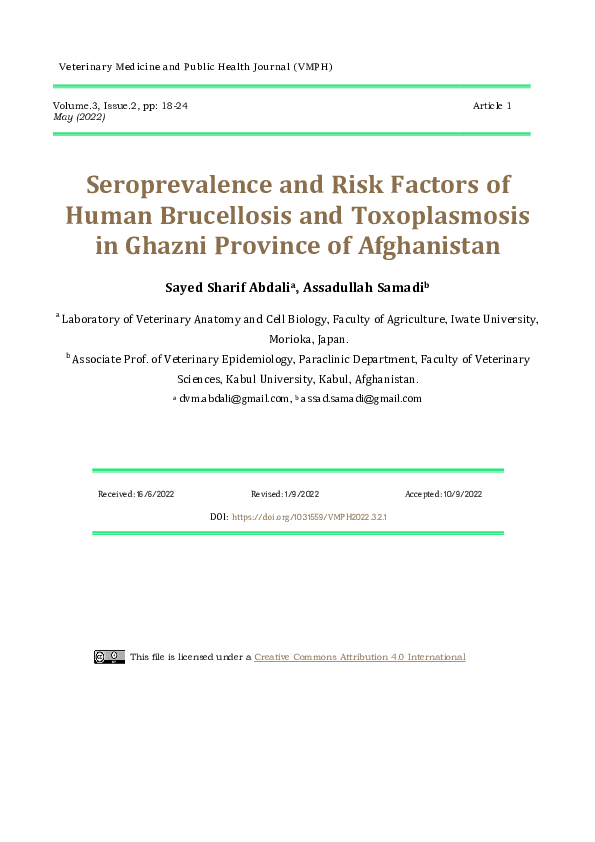 (PDF) Seroprevalence and Risk Factors of Human Brucellosis and ...
