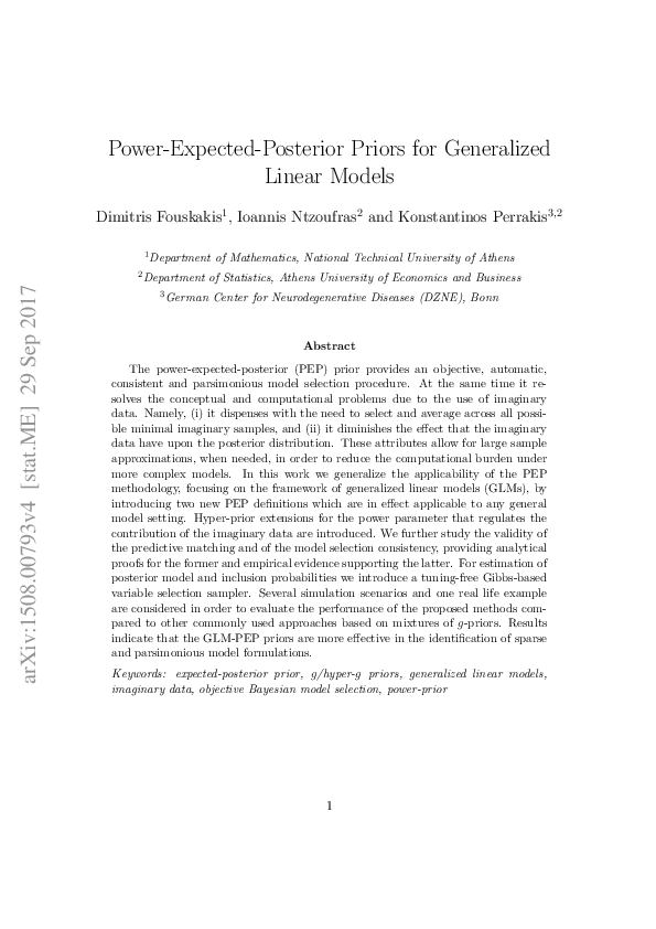 (PDF) Variations of the Power-Conditional-Expected-Posterior Prior for ...