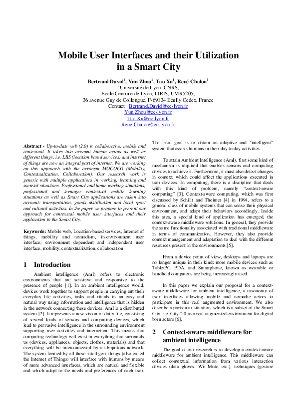 (PDF) Mobile User Interfaces and their Utilization in a Smart City