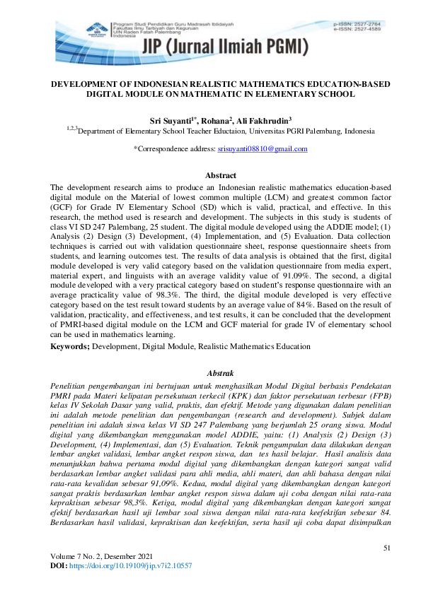 (PDF) Development of Indonesian Realistic Mathematics Education-Based ...