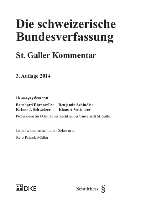 (PDF) Die schweizerische Bundesverfassung Rainer Schweizer Academia.edu