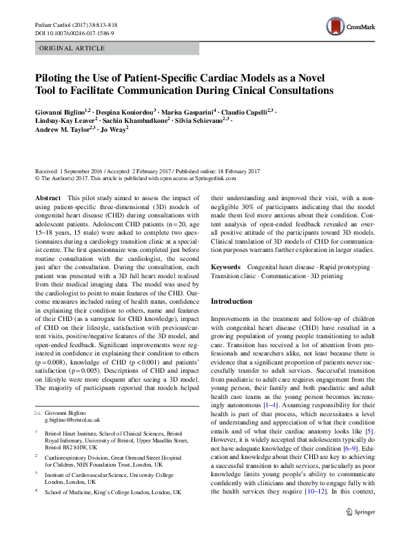(PDF) Piloting the Use of Patient-Specific Cardiac Models as a Novel ...