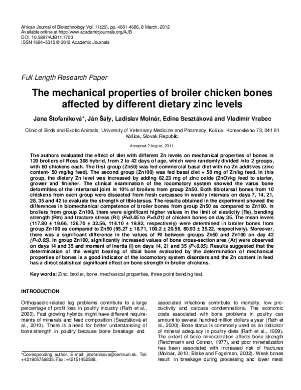 (PDF) The mechanical properties of broiler chicken bones affected by