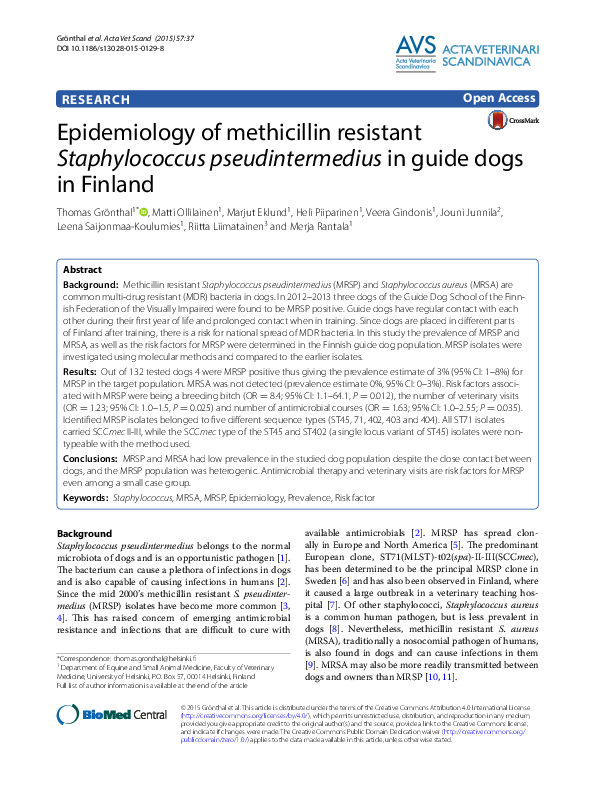 (PDF) Epidemiology of methicillin resistant Staphylococcus ...