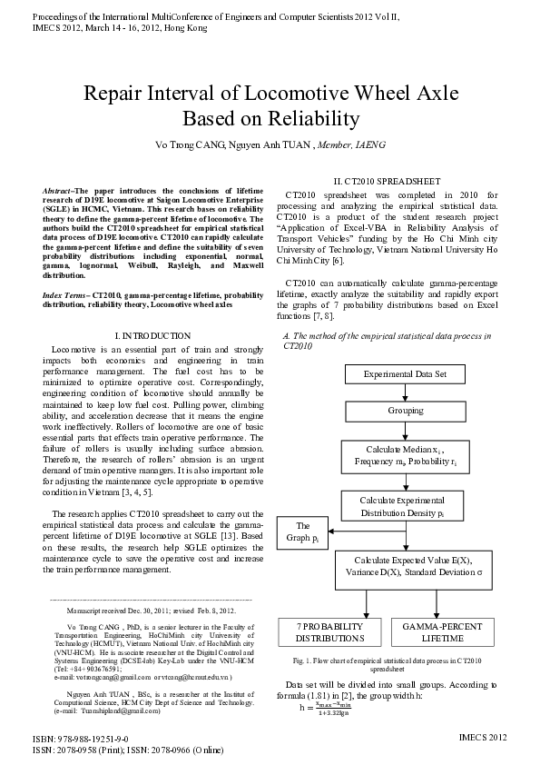 (PDF) Repair Interval of Locomotive Wheel Axle Based on Reliability