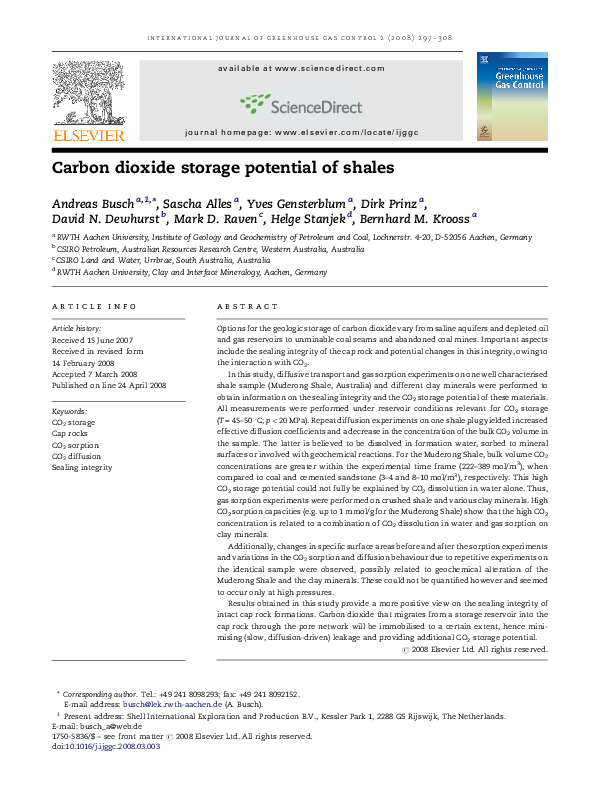 (PDF) Carbon dioxide storage potential of shales