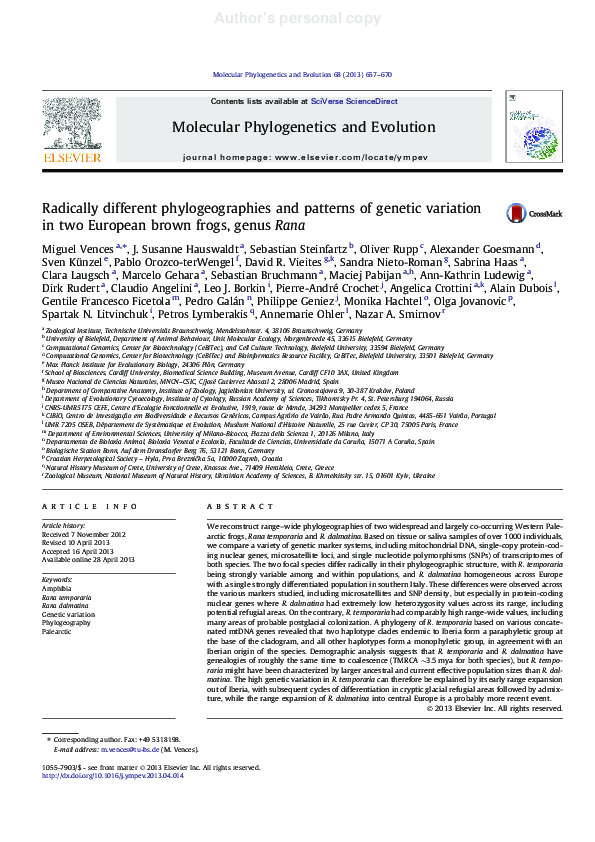 (PDF) Radically different phylogeographies and patterns of genetic ...