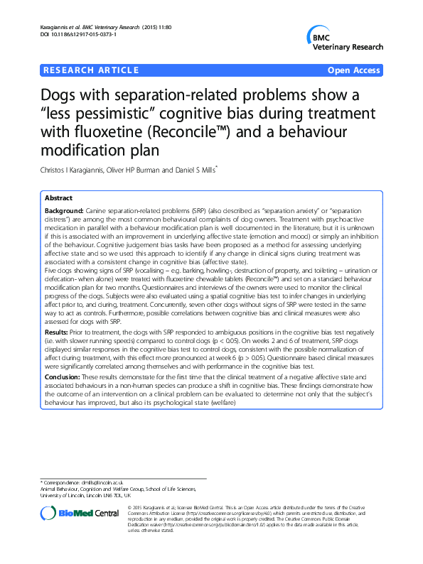 (PDF) Dogs with separation-related problems show a “less pessimistic ...