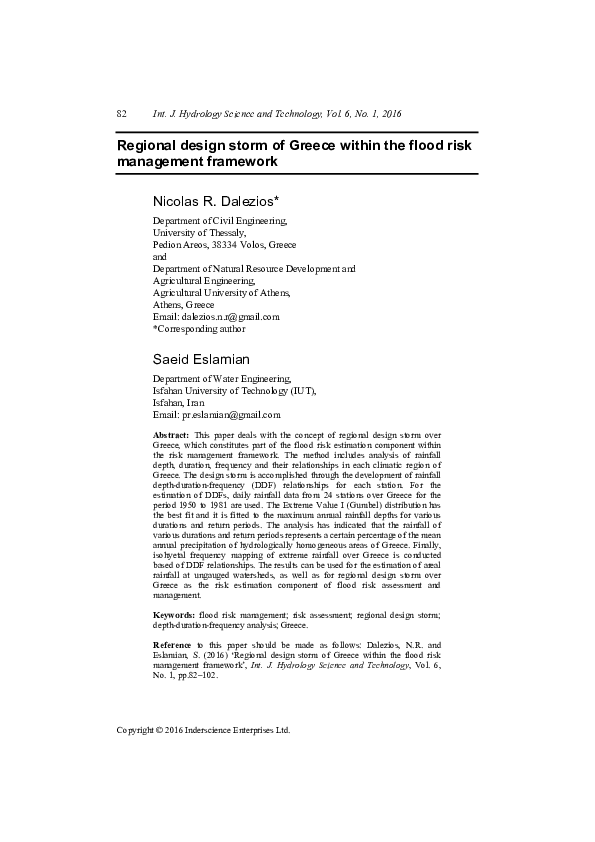 (PDF) Regional design storm of Greece within the flood risk management ...