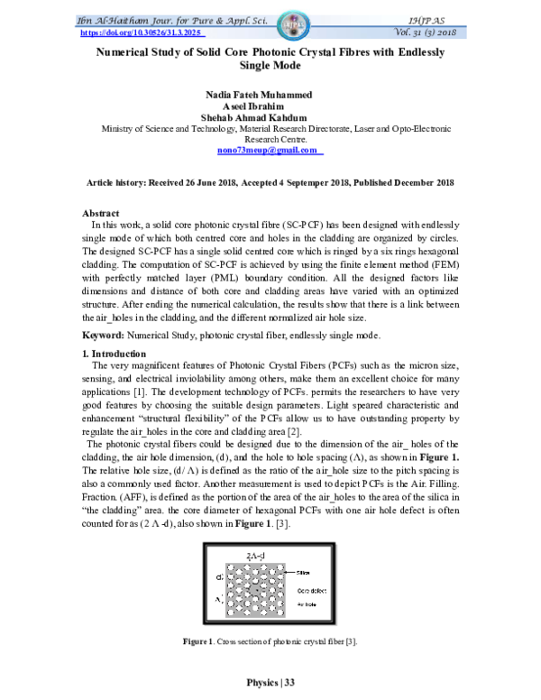 (PDF) Numerical Study of Solid Core Photonic Crystal Fibres with ...