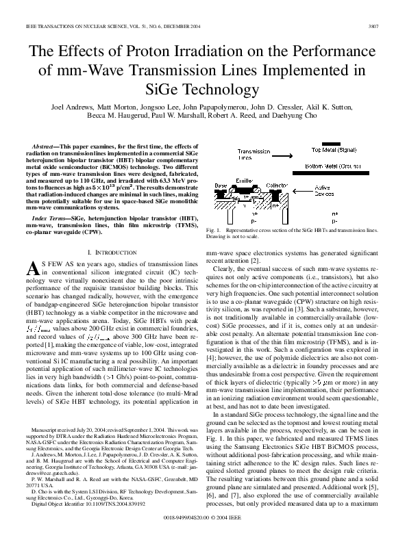 (PDF) The effects of proton irradiation on the performance of mm-wave ...